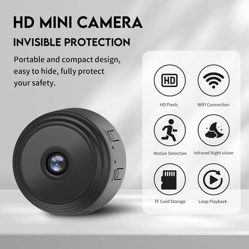 A9 Mini Camera, 1080P HD with Magnetic Rear Cover, Home Security Mini Surveillance Camera (Black) - Image 3