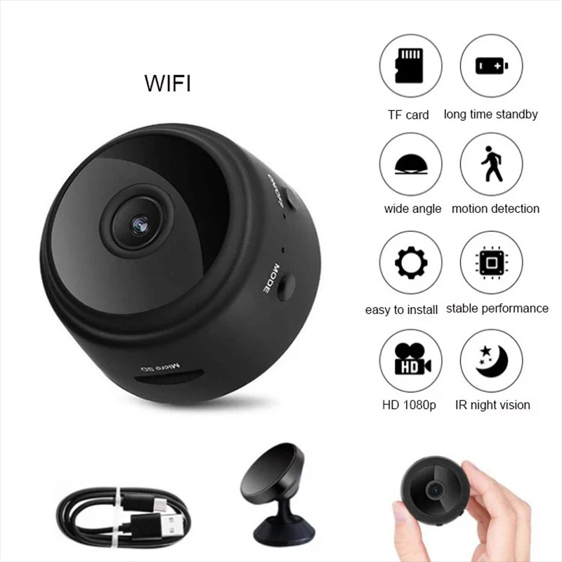 A9 Mini Camera, 1080P HD with Magnetic Rear Cover, Home Security Mini Surveillance Camera (Black) - Image 5